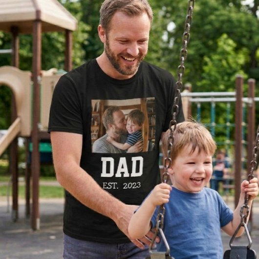 Minimal Dad Established Photo Father's Day Gift  T-shirt