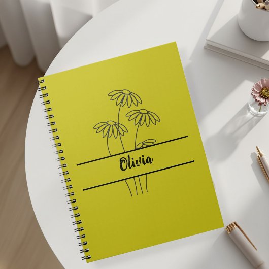 Minimal daisies notebook for girls notitieboek