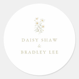 Minimal Daisy Floral Waterverf bruiloft Ronde Sticker