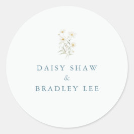 Minimal Daisy Floral Waterverf bruiloft Ronde Sticker