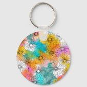 Minimal Daisy Flowers Metal Keychain (Voorkant)