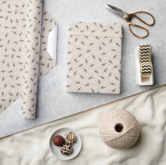 Minimal Daisy Spring Rustic Country Cadeaupapier (Crafts)