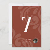 Minimal Damask Lush Sienna Fototafel Nummer Kaart (Voorkant)