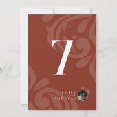 Minimal Damask Lush Sienna Fototafel Nummer Kaart (Achterkant)