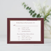 Minimal Dark Burgundy Gold Menu Selection RSVP  (Staand voorkant)