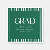Minimal Dark Green Bold Custom Graduation Party Servet (Voorkant)