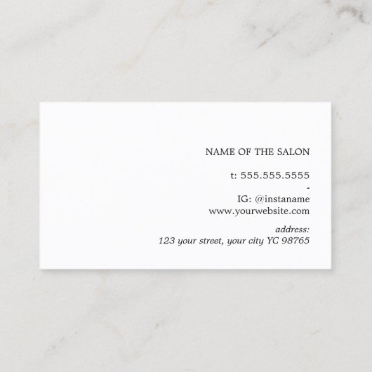 Minimal Dark Grey White Hairstylist  Visitekaartje (Achterkant)