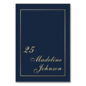 Minimal Dark Navy Blue Gold Border Elegant Script Kaart (Voorkant)