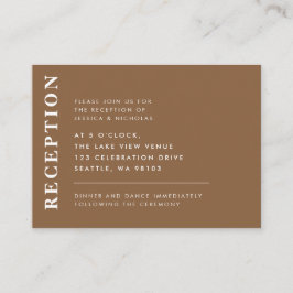 Minimal Dark Taupe Moderne bruiloft receptie Informatiekaartje