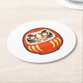 Minimal Daruma – Japanese Folk Art Coaster Ronde Kartonnen Onderzetter (Gebogen)