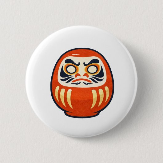 Minimal Daruma – Japanese Folk Art Pin Button (Voorkant)