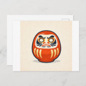 Minimal Daruma – Japanese Folk Art Postcard Briefkaart (Voorkant / Achterkant)