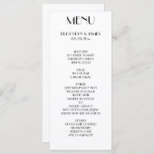 Minimal Deco White Wedding Menu Kaart (Voorkant / Achterkant)