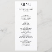 Minimal Deco White Wedding Menu Kaart (Voorkant)