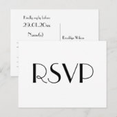 Minimal Deco White Wedding RSVP Briefkaart (Voorkant / Achterkant)