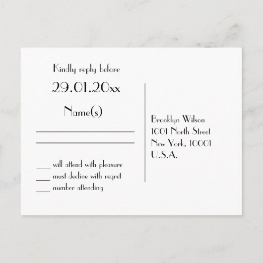 Minimal Deco White Wedding RSVP Briefkaart (Achterkant)