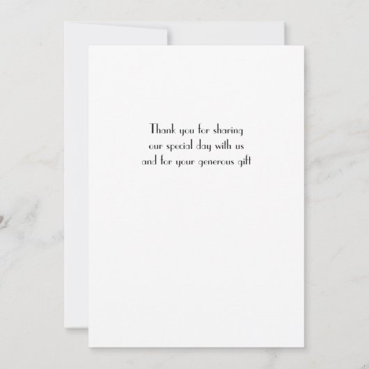 Minimal Deco Wit Dank u Foto bruiloft Kaart (Achterkant)