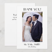 Minimal Deco Wit Dank u Foto bruiloft Kaart (Voorkant / Achterkant)