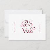 Minimal Deep Burgundy Script Qr Code Wedding RSVP Kaartje (Voorkant)