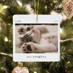Minimal Definieer Naughty Pet Photo Keepsake Keramisch Ornament<br><div class="desc">Minimal Funny Definieer Naughty Pet Photo Christmas Ornament. Upload eenvoudig een afbeelding met uw favoriete foto om het perfecte kleine souvenir cadeau te maken voor een huisdiereigenaar dit vakantieseizoen.</div>