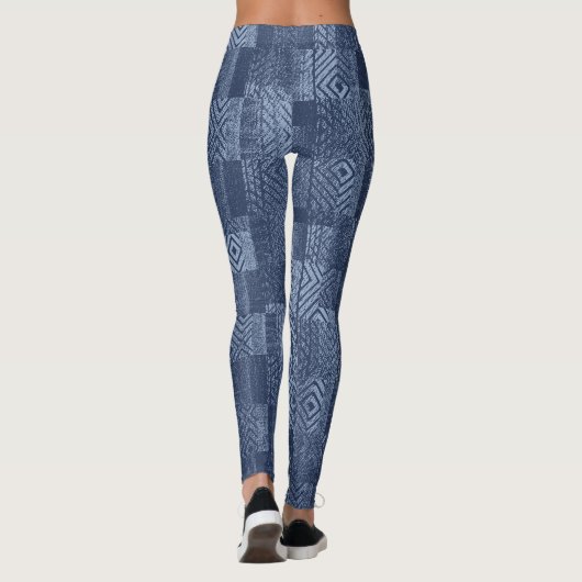 Minimal Denim Abstract Memphis Patchwork Leggings (Achterkant)