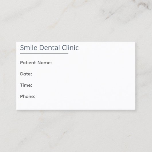 Minimal Dental Appointment Card One Line Afsprakenkaartje (Voorkant)