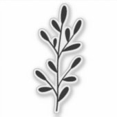 Minimal Design Black Botanical Branch Sticker (Voorkant)