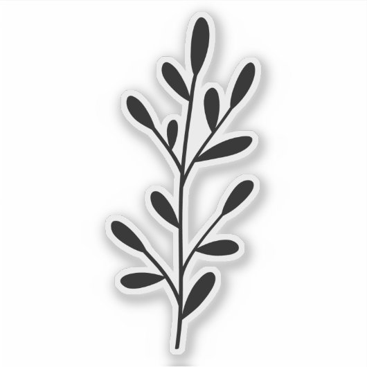 Minimal Design Black Botanical Branch Sticker (Voorkant)