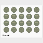 Minimal Design Sage Gold Script Finally Save Date Ronde Sticker (Vel)