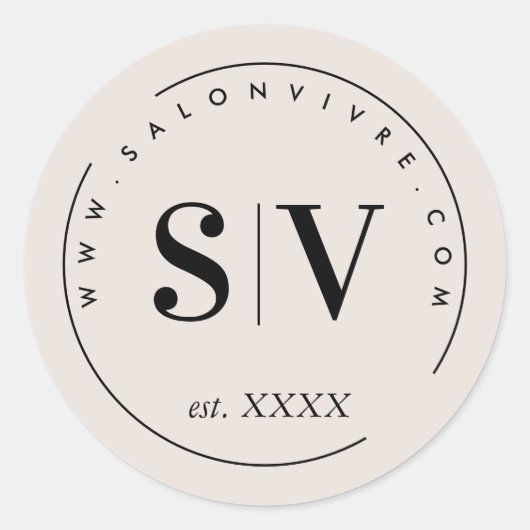 Minimal Designer Beauty Salon Business Logo Class Ronde Sticker (Voorkant)