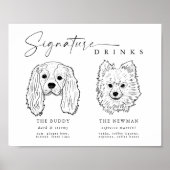 Minimal Dog Signature Drinken Bruiloft Pet Bar Tek Poster (Voorkant)