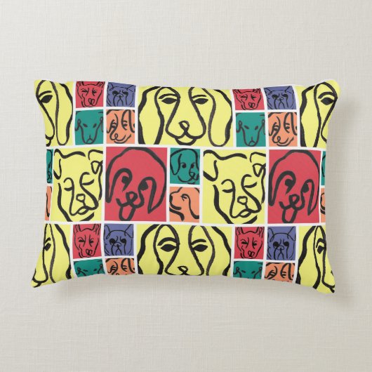 Minimal Dogs Line Art Collage Accent Kussen (Achterkant)