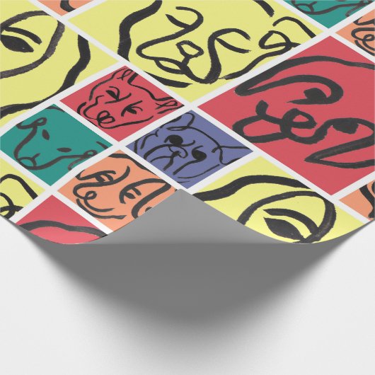 Minimal Dogs Line Art Collage Cadeaupapier (Hoek)