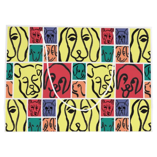 Minimal Dogs Line Art Collage Groot Cadeauzakje (Achterkant)