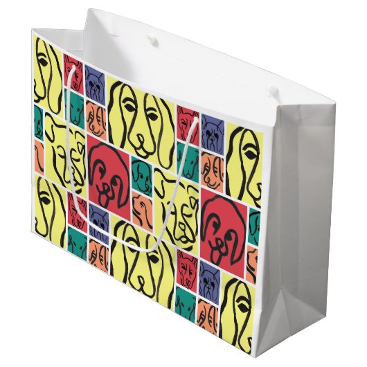 Minimal Dogs Line Art Collage Groot Cadeauzakje (Voorkant Gekanteld)