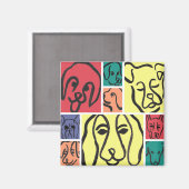 Minimal Dogs Line Art Collage Magneet (Voorkant / Achterkant)