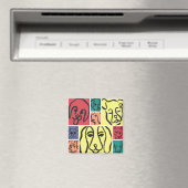 Minimal Dogs Line Art Collage Magneet (Insitu (Vaatwasser))