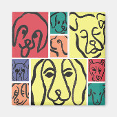Minimal Dogs Line Art Collage Magneet (Voorkant)