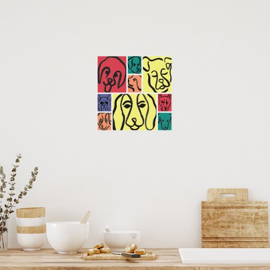 Minimal Dogs Line Art Collage Poster (Keuken)