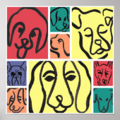 Minimal Dogs Line Art Collage Poster (Voorkant)