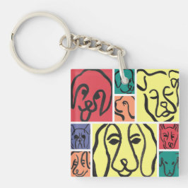 Minimal Dogs Line Art Collage Sleutelhanger