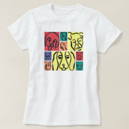 Minimal Dogs Line Art Collage T-shirt