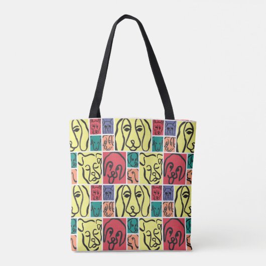 Minimal Dogs Line Art Collage Tote Bag (Achterkant)