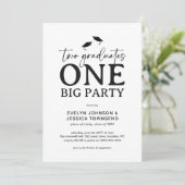 Minimal Double Graduation Party Kaart (Staand voorkant)