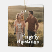 Minimal Double Sided Retro Family Photo Christmas Keramisch Ornament (Links)
