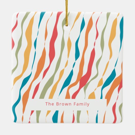 Minimal Double Sided Retro Family Photo Christmas Keramisch Ornament (Achterkant)