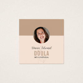 Minimal Doula Identity Photo Design in Soft Beige Vierkante Visitekaartjes