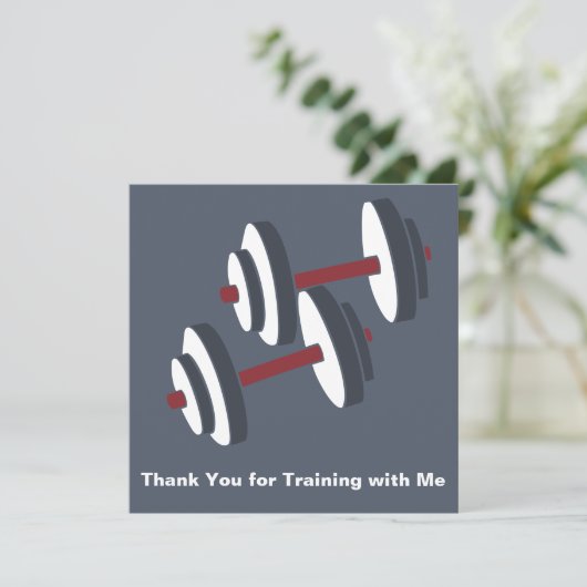 Minimal Dumbbell Grey White Thank You Card Bedankkaart (Staand voorkant)