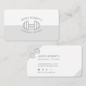 Minimal Dumbbell Personal Trainer Grijs & Wit Visitekaartje (Voorkant / Achterkant)