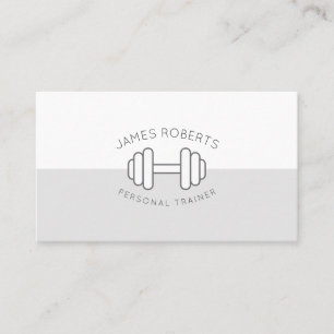 Minimal Dumbbell Personal Trainer Grijs & Wit Visitekaartje